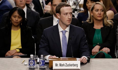 Mark Zuckerberg testifies at a joint Senate commerce and judiciary committee hearing in Washington DC on 10 April.