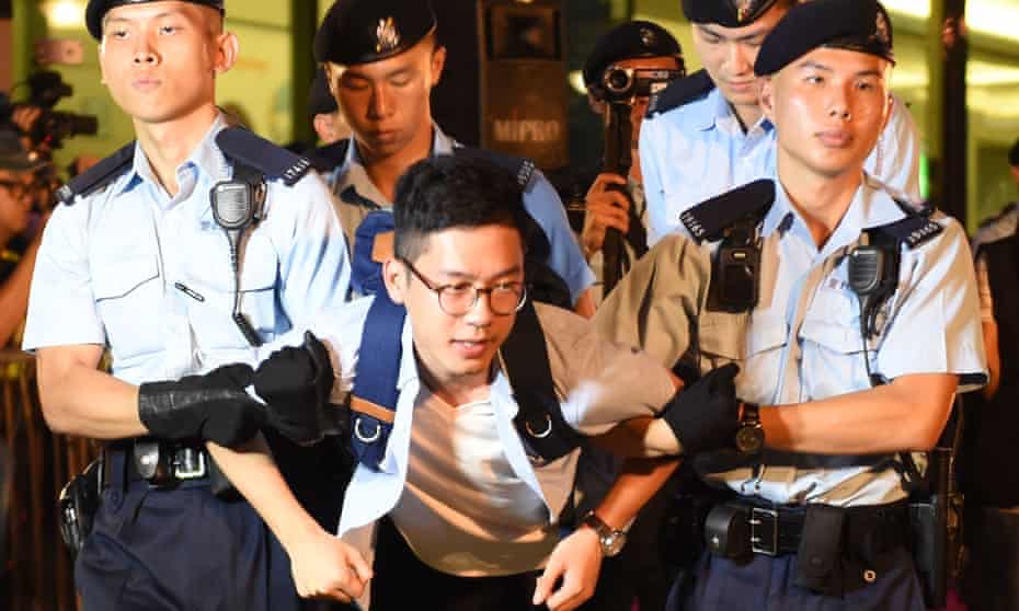Nathan Law was detained by police last month during a protest against celebrations to mark the anniversary of the 1997 handover of Hong Kong to China.