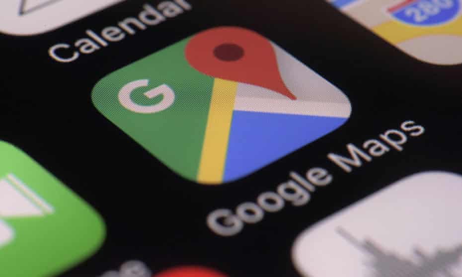 Phone screen with Google Maps app on it