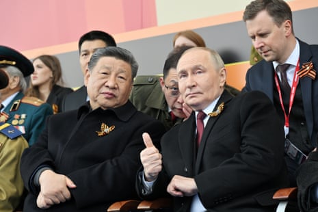 Xi Jinping and Vladimir Putin during Russia’s Victory Day military parade in Moscow in May.