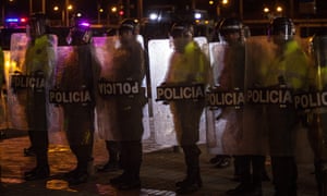 Students clash with police during a protest in Bogota, Colombia on 31 October 2019.