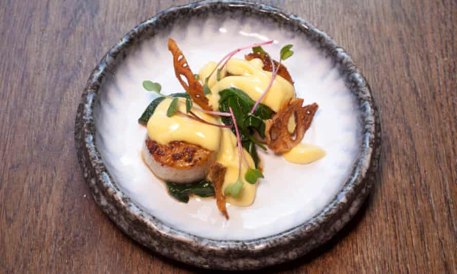 “Perfectly cooked”: Roasted scallops.