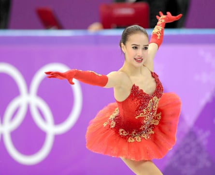 Alina Zagitova of Olympic Athlete from Russia on her way to winning gold in the Winter Olympics