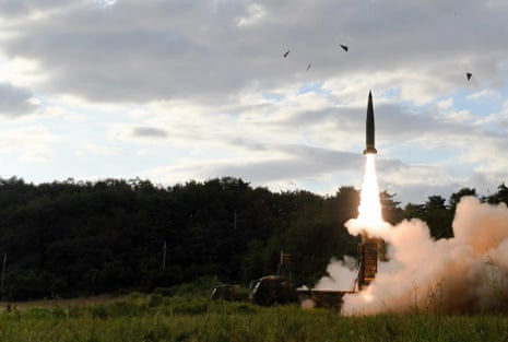 South Korea’s Hyunmoo II ballistic missile is fired.