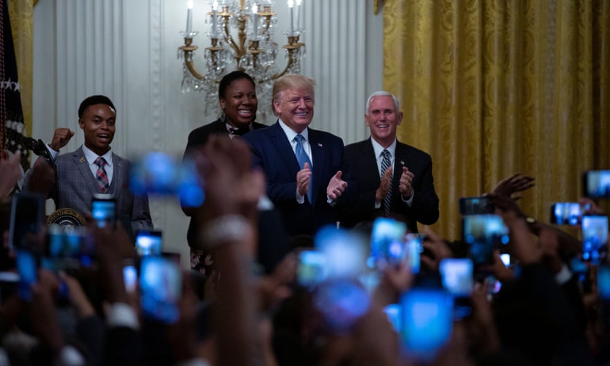 Donald Trump and Mike Pence at the Young Black Leadership Summit at the White House.