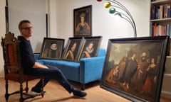 Arthur Brand with six paintings he recovered.