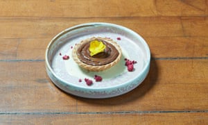 ‘Sits in a puddle of spiced custard’: gaja halwa tart.