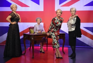 <strong>London, UK</strong> Will the real Dame please raise her hand...Dame Helen Mirren comes face to face with three waxwork figures of herself at Madame Tussauds