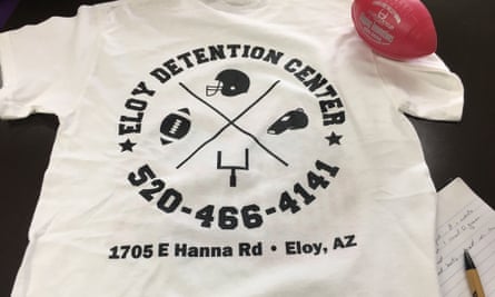 Detention center T-shirt donated to Eloy school.