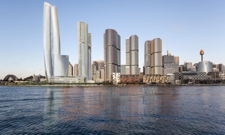 An artist’s impression for the Crown hotel and high roller casino at Barangaroo in Sydney.