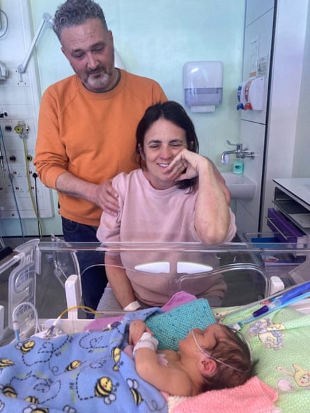 Dan, Christelle and Elsie in the neonatal intensive care unit.