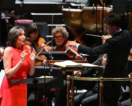Véronique Gens singing as Marguerite in Berlioz’s The Damnation of Faustm conducted by Jakob Lehmann, right.