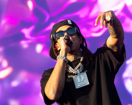 Young Adz of D-Block Europe pictured at Glastonbury, 2024.