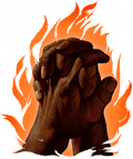 prayer hands in flames