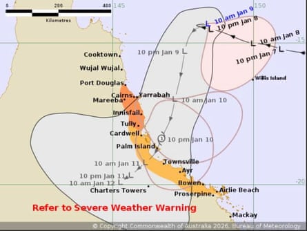 A tropical low off the coast of north Queensland was now expected to reach cyclone strength before crossing the coast near Townsville, according to the Bureau of Meteorology.