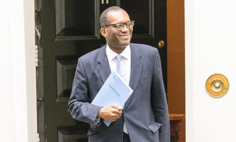 Kwasi Kwarteng leaving 11 Downing Street to give his financial statement.