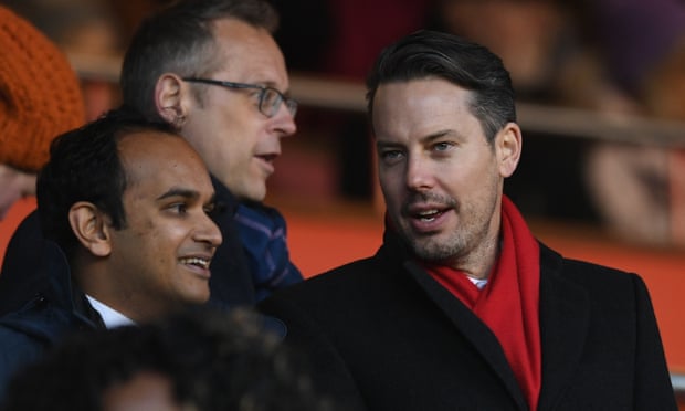 Arsenal director Josh Kroenke (right) is taking questions from angry fans at an online forum.