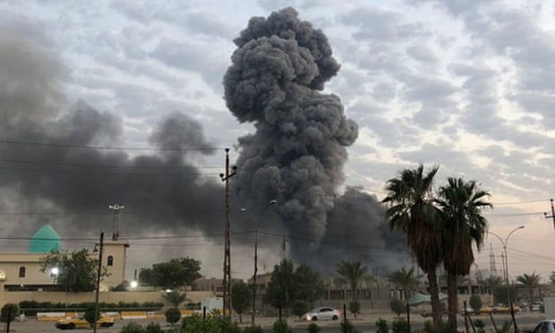 Smoke rises after an explosion at a military base near Baghdad last week.