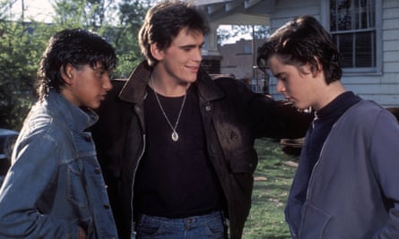 Ralph Macchio, Matt Dillon and C Thomas Howell in The Outsiders.