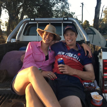 Kitty Mitton, 25 and her boyfriend, Nicholas Perkins, 32, at the Ariah Park B&S ball in 2018.