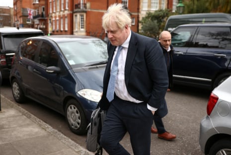Boris Johnson in London this afternoon.