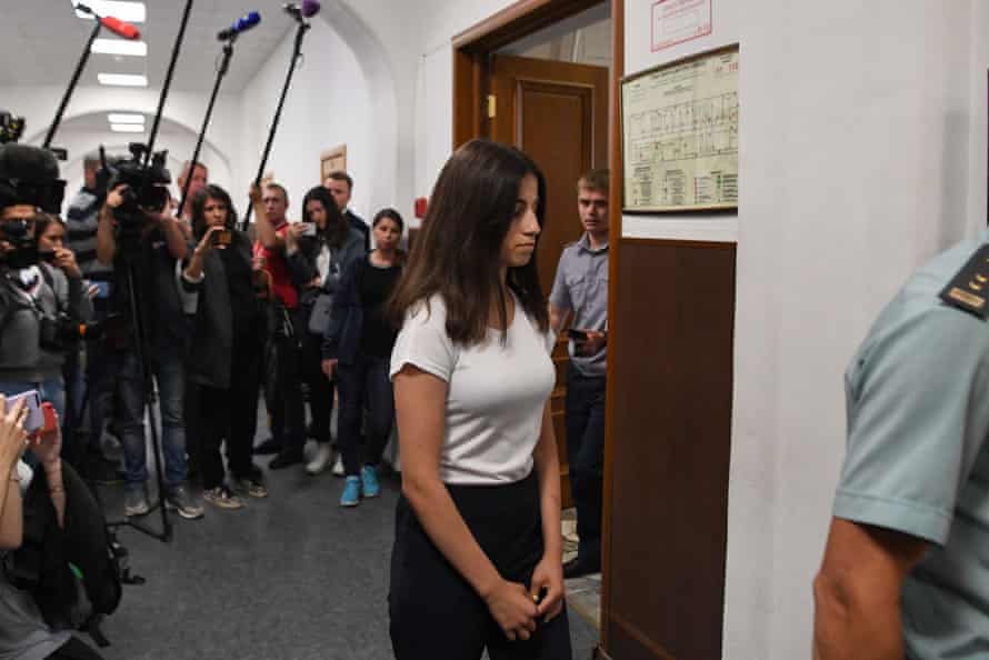 Angelina Khachaturyan arrives at a court hearing in Moscow in June 2019.
