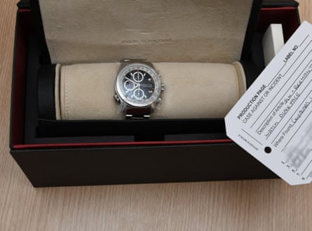 Bremont watch in a display case