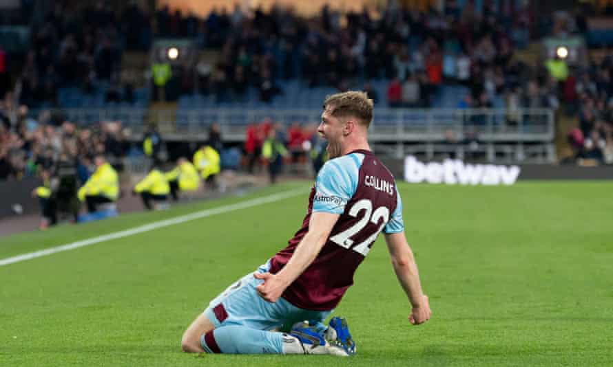 Nathan Collins celebrates scoring Burnley’s second goal against Southampton.