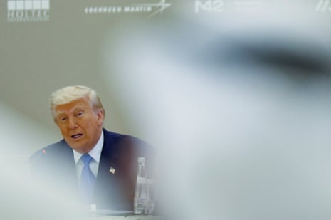 US president Donald Trump speaking at a business forum at Qasr Al Watan during the final stop of his Gulf visit, in Abu Dhabi, the United Arab Emirates.