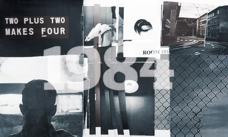 Collage image featuring text "two plus two makes four", "Room 101" and "1984"