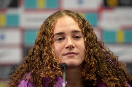 Kendall fields questions from the press at St George’s Park
