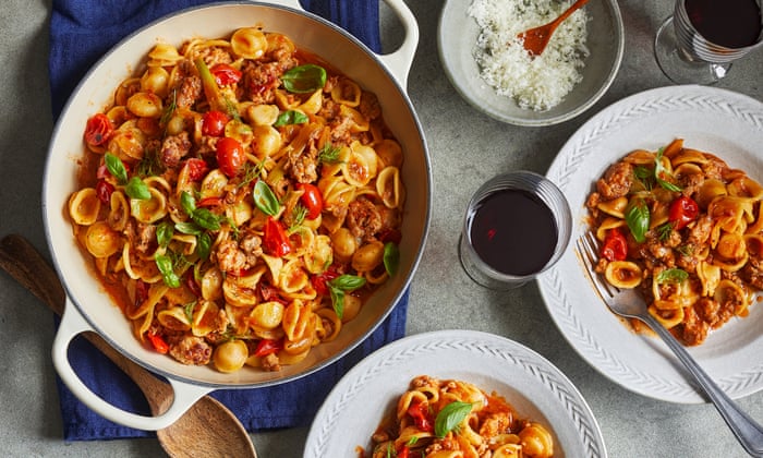 Orecchiette with sugarbelle tomatoes, sausage and fennel recipe