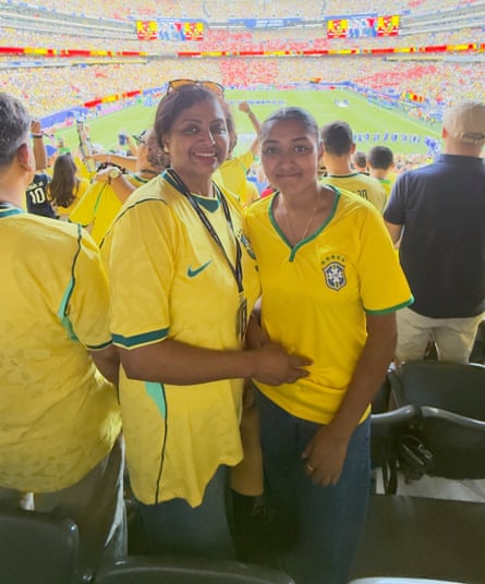 Mehedi Farhana (left) and her daughter, Samiha Alam at the Brazil v Morocco game on 13 June