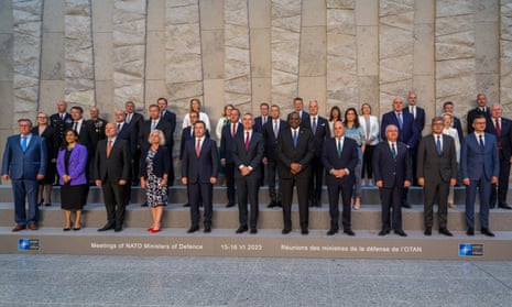 Nato defence ministers and senior Nato officials pose for the official press photo on the second day of the Nato defence ministers’ meeting on 16 June, 2023, in Brussels, Belgium.