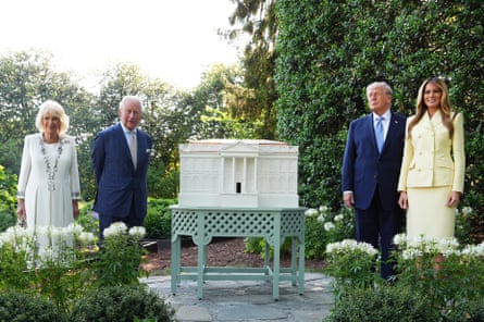 King Charlesand Camilla with Donald Trump andMelania Trump alongside a replica beehive at the White House.