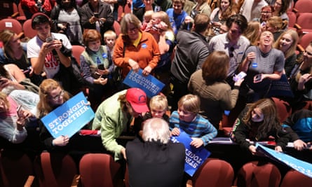 Bernie Sanders greets supporters in Michigan, November 2016