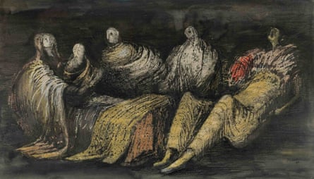 Henry Moore, Group of Draped Figured in a Shelter, 1941
