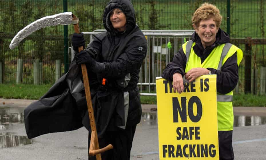 Anti-fracking protesters near Blackpool