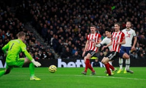 Tottenham Hotspur’s Son Heung-min scores their first goal.