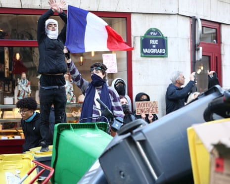 Students gather outside Paris-Panthéon-Assas University during a demonstration in support of high school students.