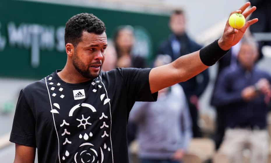 Jo-Wilfried Tsonga, hampered by a shoulder injury, tears up towards the end of his defeat to Casper Ruud