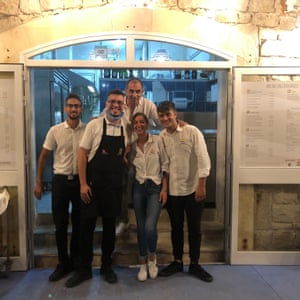 A Valata staff in front of their restaurant, with Michael La Pira second from left and owner Gianluca at the back. Sicily, Italy.