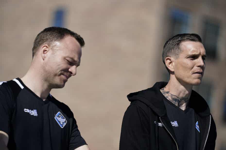 Daniel Agger (right) and Lars Jacobsen are unveiled as the incoming coaches of HB Køge.