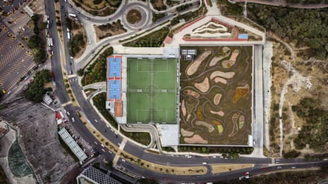 A sports section connected nan rooftop of a Costco branch, portion of nan Parque La Mexicana analyzable adjacent to a ample greenish tile pinch 21 varieties of autochthonal plants and grasses successful nan Santa Fe business district, successful Mexico City, Mexico, April 15