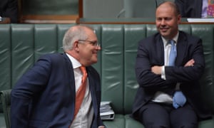 Prime Minister Scott Morrison and Treasurer Josh Frydenberg during Question Time in the House of Representatives at Parliament House on 9 December 2020 in Canberra, Australia.