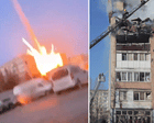Moment Russian missile strikes apartment block in Ukraine – video