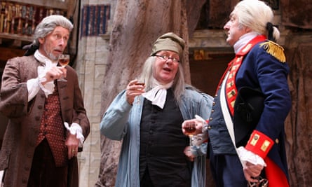 From left; Christopher Godwin (George Mason), John Bett (Benjamin Franklin) and John Stahl (George Washington) in We the People at the Globe theatre, London, in 2007.