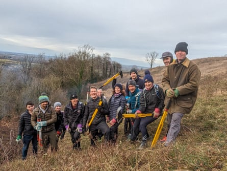 Runaway Racing volunteers at a conservation event in the Chiltern Hills in January 2024