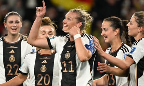 Germany's Alexandra Popp celebrates scoring against Morocco