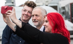 Jeremy Corbyn meets supporters outside the BBC studios